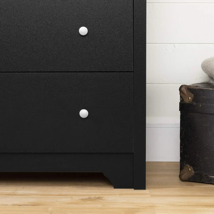 Vito Collection 5-Drawer Dresser, Black with Matte Nickel Handles, Pure Black