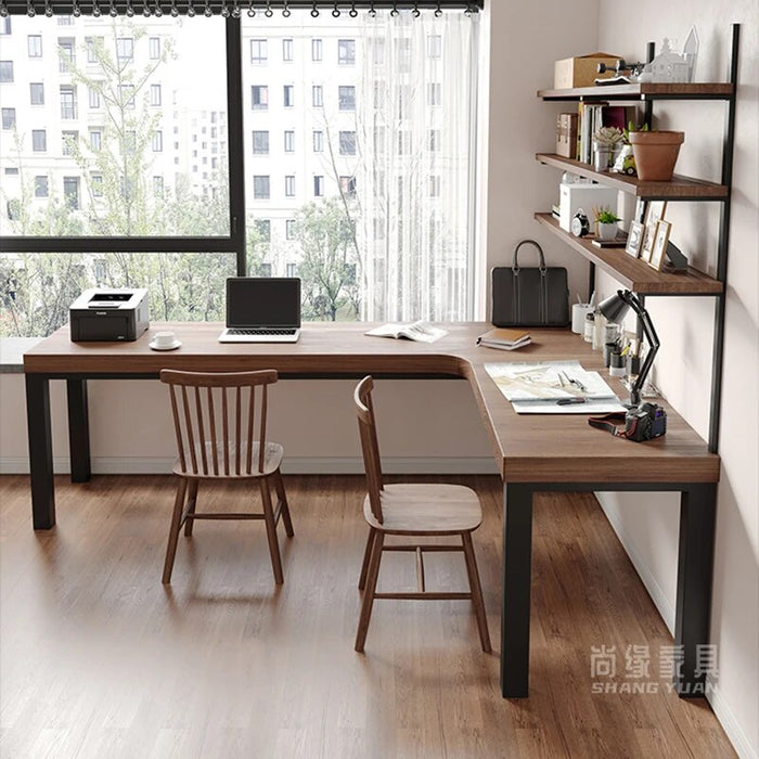Solid Wood Corner Desk Table Bedroom Kids Study Rack Shelf Desk Table Planner Aesthetic Meuble Bureau De Chambre Home Furniture