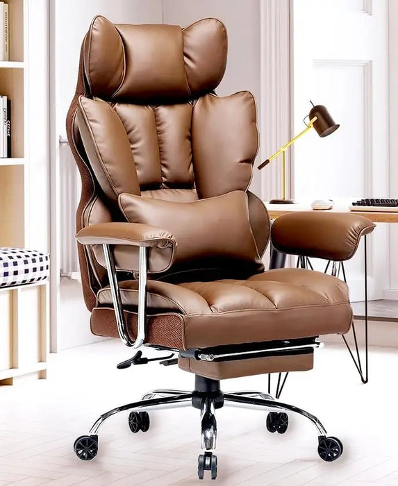 naspaluro Ergonomic Office Chair, PU Leather High Back Desk Chair for Big and Tall People, Executive Swivel Chair with Leg Rest