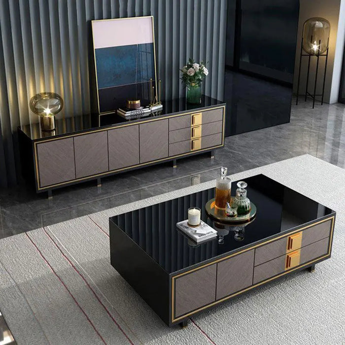 Console Light Luxury Tv Cabinet Coffee Table Combination Modern Minimalist Slate Floor Cabinet Small Living Room Furniture