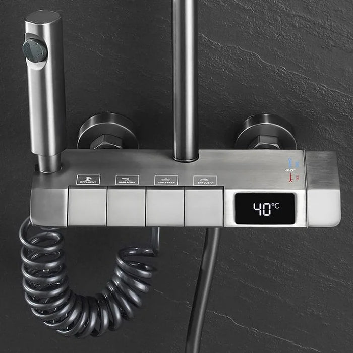 KKTNSG Smart bathroom shower system set Piano key luxury Shower Set modern showers for bath room full set shower Gray