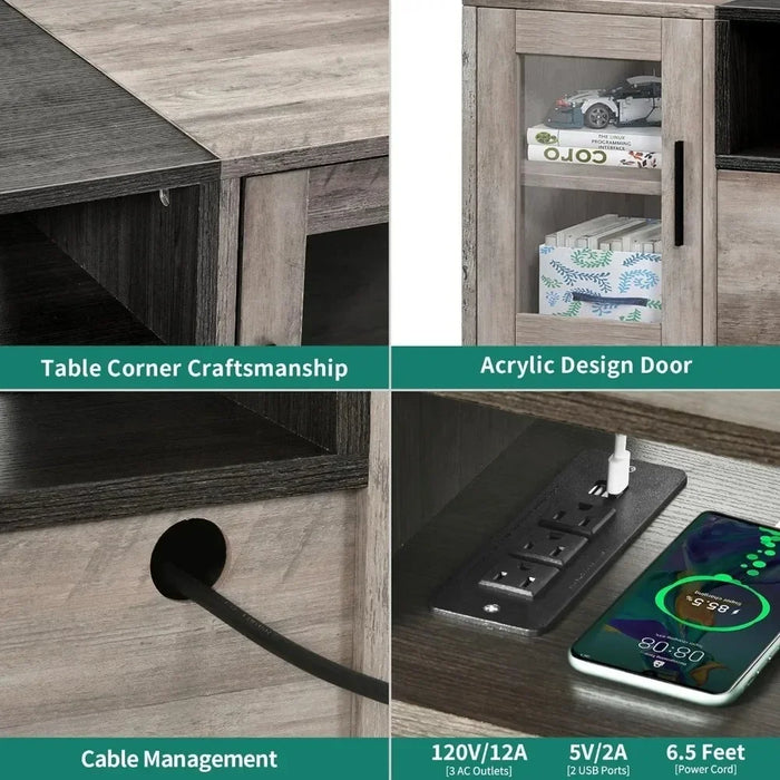 LED Modern TV Bracket for More Than 70 Inch TV, Entertainment Center, With Glass Door, Wooden Media Console Cabinet