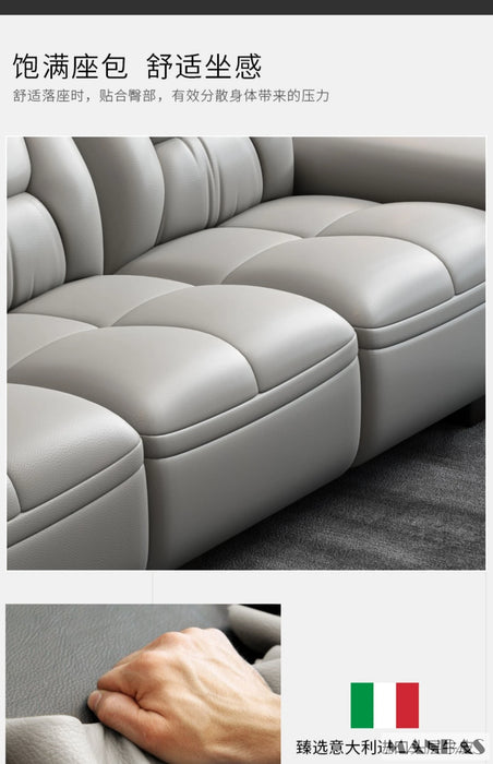 MANBAS Italian Genuine Leather Sectional Sofa with USB Charging, Bluetooth Speaker and Projector - Perfect for Your Living Room