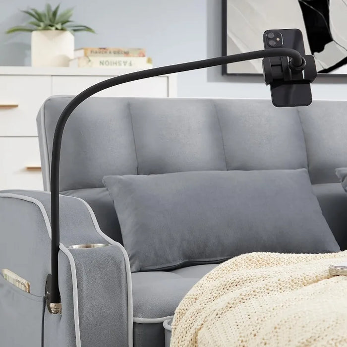 3 in 1 Sleeper Sofa Couch Bed,Velvet Convertible Loveseat Sleeper Sofa with Swivel Phone Stand,Storage Pockets,Pull Out Loveseat