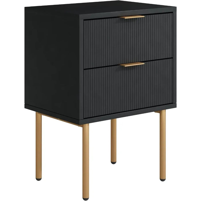 2023 Nightstand,Mid-Century Modern Bedside Table with 2 Storage Drawer,Small Gold Frame Side End Table for Bedroom,Living Room