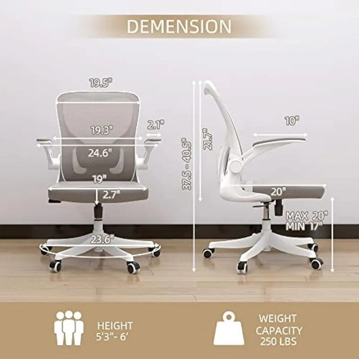 Monhey Desk Computer Chairs - Ergonomic with Lumbar Support & Flip-up Arms Home Office Height Adjustable High Back