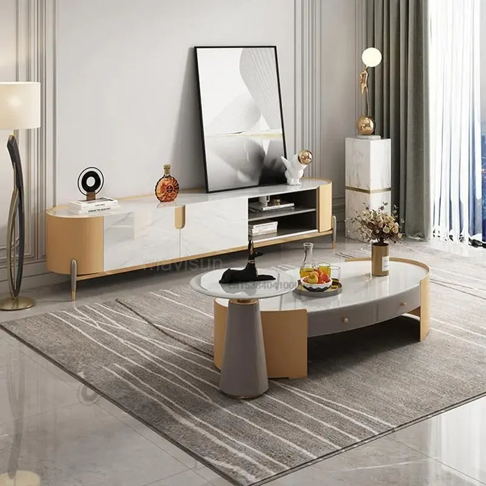 Luxury Living Room Furniture TV Cabinet A Set Of 2 Coffee Table Modern Minimalist Indoor Tea Table And TV Stand Combination