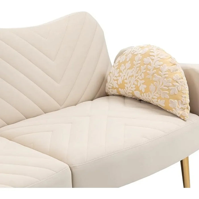 HomSof Loveseat Beige Modern Sofa Small Couch for Living Room with Metal feet and 2 Pillows