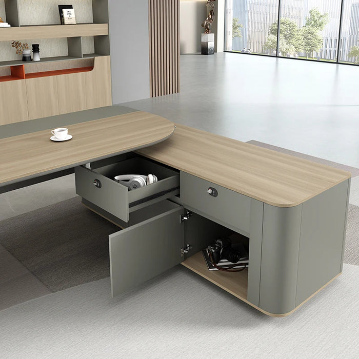 Reception Executive Office Desk Corner L Shaped Drawers European Long Computer Desks Floor Storage Mesa De Escritorio Furniture