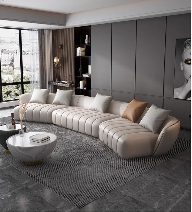 Italian minimalist leather sofa head layer cowhide simple style creative living room corner leather sofa
