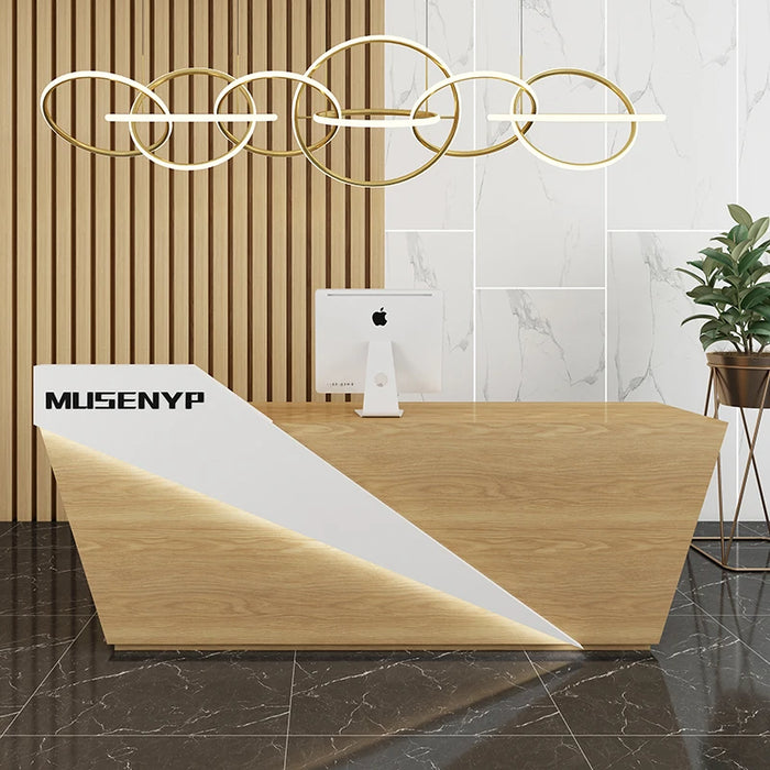 L Shaped Reception Desks Beauty Salon Luxury Office Modern Reception Desk Cashier Table White  Theke Rezeption Bar Furniture