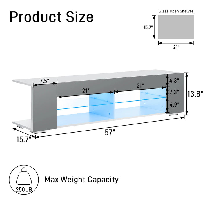Modern TV Stand High Gloss Bookshelves With LED Light 4-Shelf Console Cabinet Home Office TV bracket Living Room Furniture