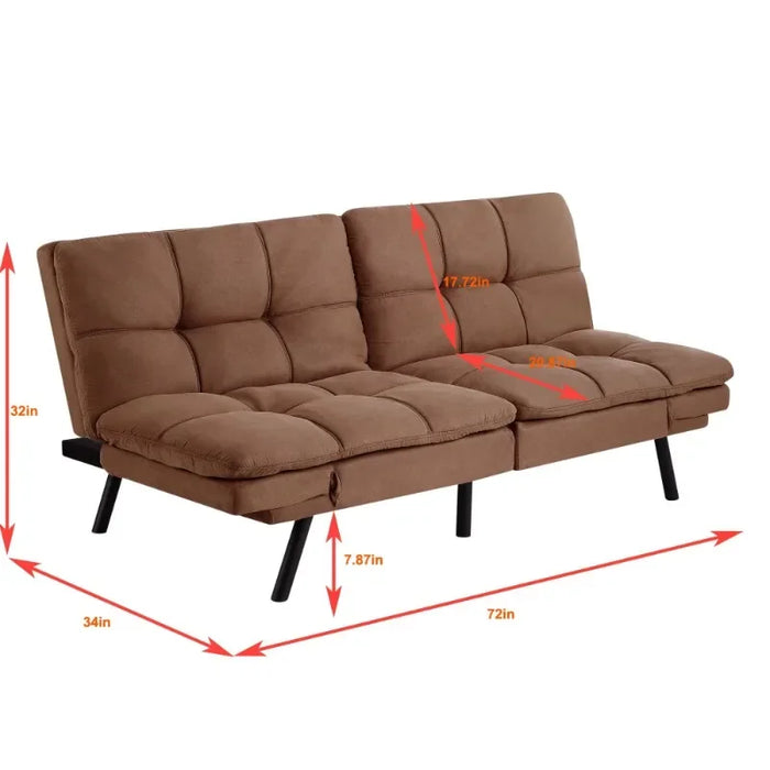 Mainstays Memory Foam Futon, Camel Faux Suede Fabric