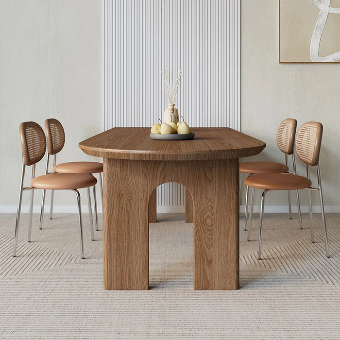 Minimalist Workstation Dining Tables Oval Personalized Negotiation Luxury Wooden Dining Table Mesa Plegable Furniture Set QF50DT