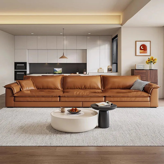Italian Style Minimalist Living Room Sofa Leather Modern Floor Waterproof Sofa Armchair Luxury Canape Salon Prefabricated House