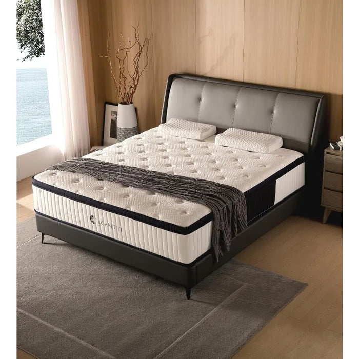 Queen Mattresses in a Box,Memory Foam Hybrid White & Black Mattress with Provide Support and Improve Sleep Mattresses,Pressure