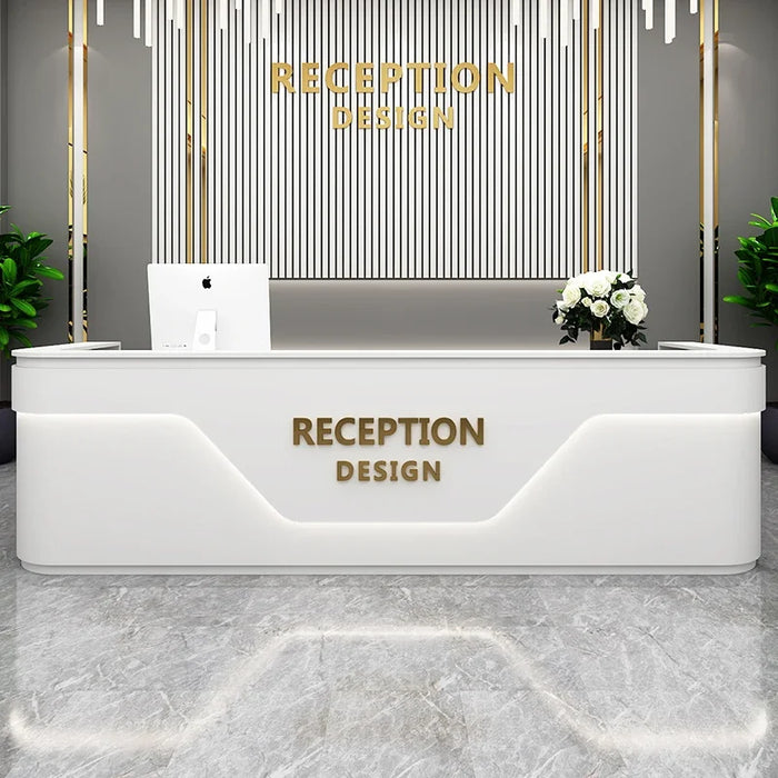 Office White Reception Desks Conference Shelf Front Commercial Display Reception Desks Hotel Meuble De Reception Furniture