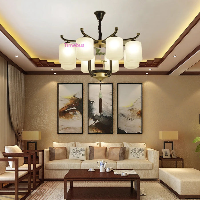 Villa Hotel Lobby Living Room Chandelier New Chinese Chandelier Lighting Wrought Iron Light Fixture Modern led Pendant Lamps