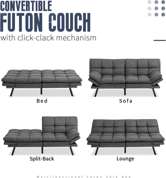 IULULU Sofa Bed, Modern Convertible Futon Sleeper Couch Daybed with Adjustable Armrests for Studio, Apartment, Office