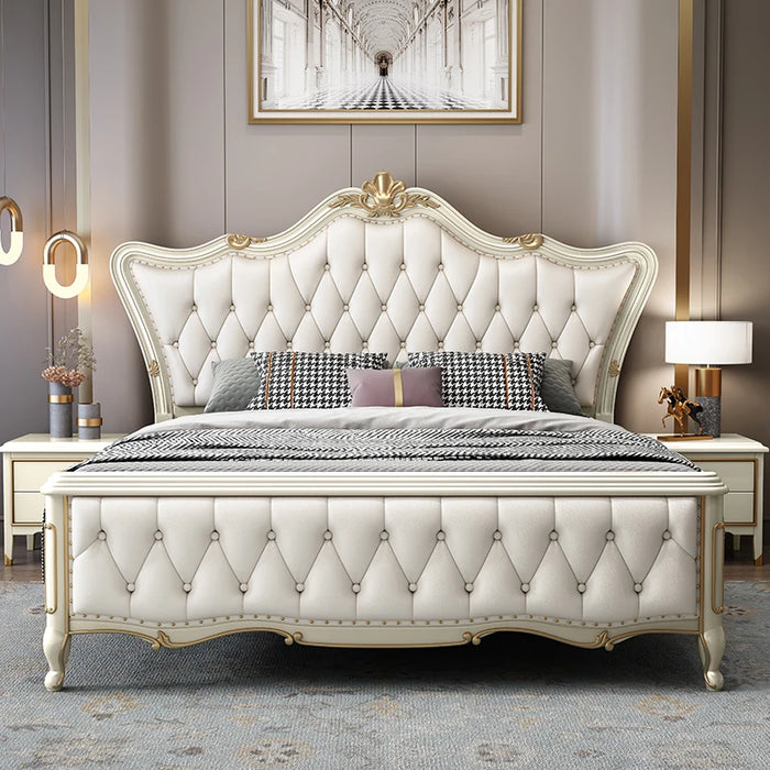 Nordic Royal Kids Double Bed Wood High End Luxury Headboard Double Bed Girl Wood Letti Matrimoniali Furniture For Bedroom