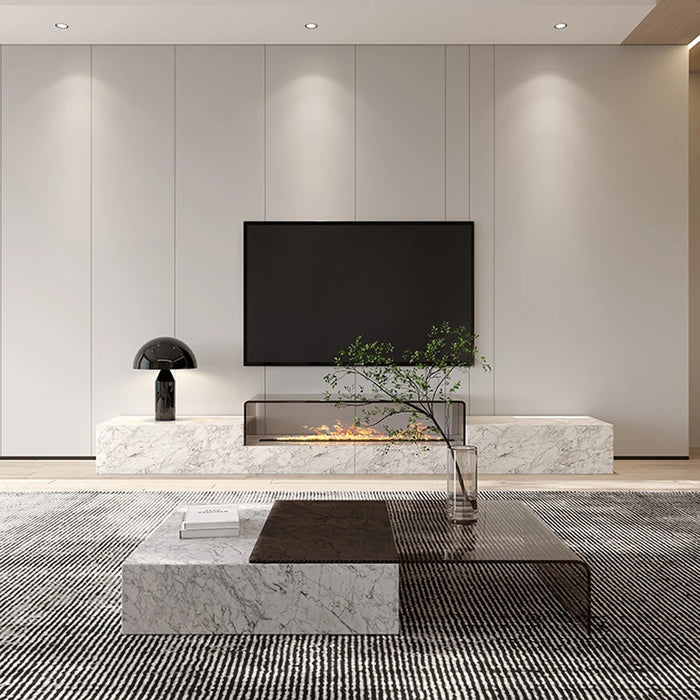 modern living room furniture marble glass top rectangle tv stands luxury style natural marble TV cabinet