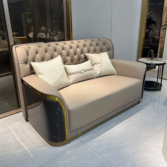 Luxury High End Genuine Leather Sectional Sofa Set with Coffee Table Chair for Living Room Furniture