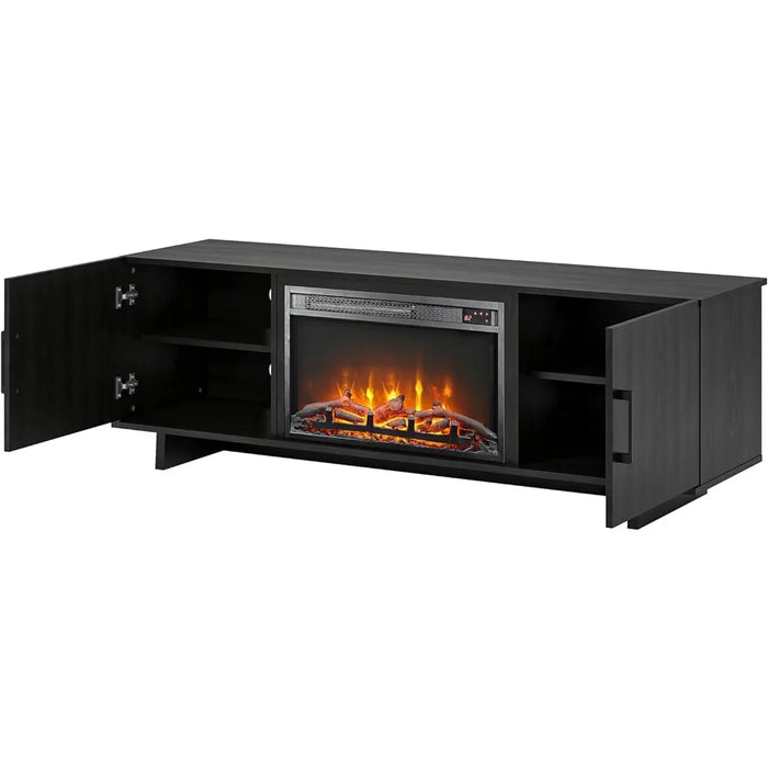 TV cabinet, electric fireplace 60 ", black oak tree TV bracket, home living room storage TV bracket