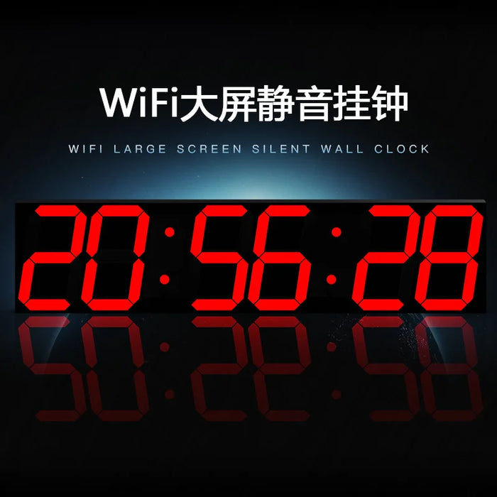 Modern Led Digital Wall Clock Wifi Internet Stylish Living Room Wall Clocks Office Quiet Resin Reloj Pared Decor Home Interior