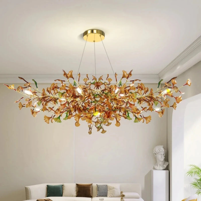 Modern Gingko Chandelier Custom Lights Luxury Glass Chandelier Suitable For Dining Room Living Room Villa Home Decor Gloss
