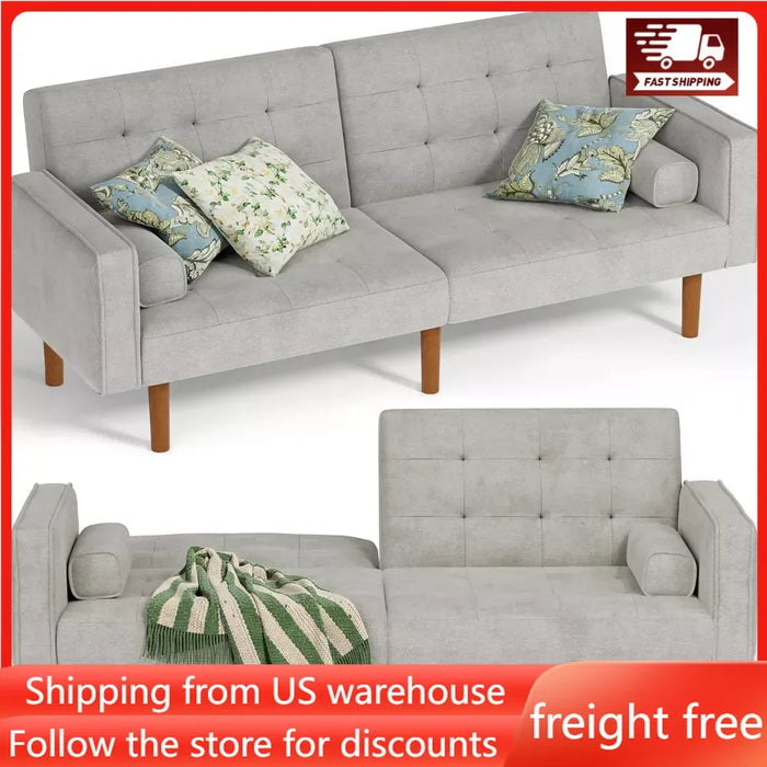 Sofa Bed Convertible Sectional Sleeper Couch, Small Lounge for Living Room, Study and Bedroom, Light Gray Free Shipping