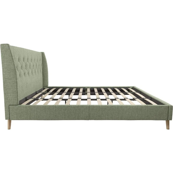 Novogratz Her Majesty Bed, King, Light Green Linen