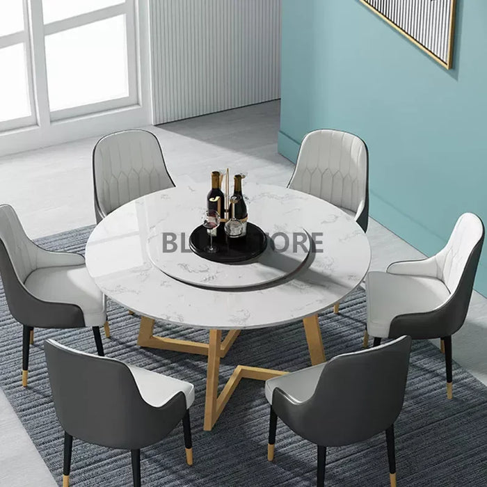 Turntable Nordic Gold Dining Table Legs Metal Marble Modern Coffe Round Dining Table Kitchen Muebles Small Apartment Furniture