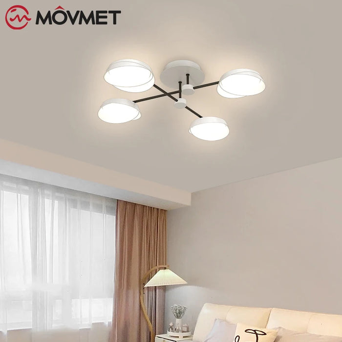 New Arrival Mdoern Creative LED Ceiling Lamp Nordic Metal Remote Acrylic Wood Bedroom Study Living Room Restaurant Chandeliers