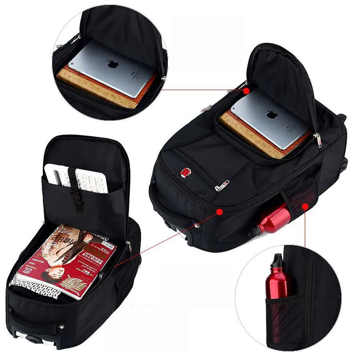 18 Inch Soft Canvas Women's Travel Bag With Wheels Trolley Laptop Luggage Bag Tourist Backpack Boarding Case Free Shipping
