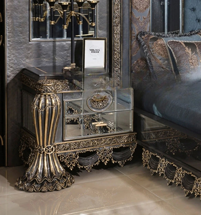 Italian solid wood carved furniture big backrest European wedding bed solid wood double bed luxury customization