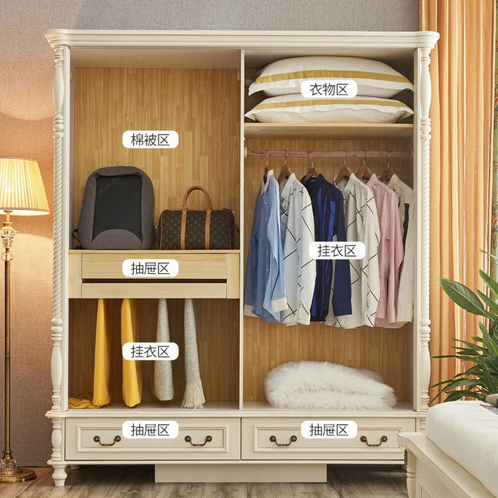 American sliding door wardrobe sliding door wardrobe 1.6 meters 1.8 meters sliding door wardrobe solid wood furniture sliding do