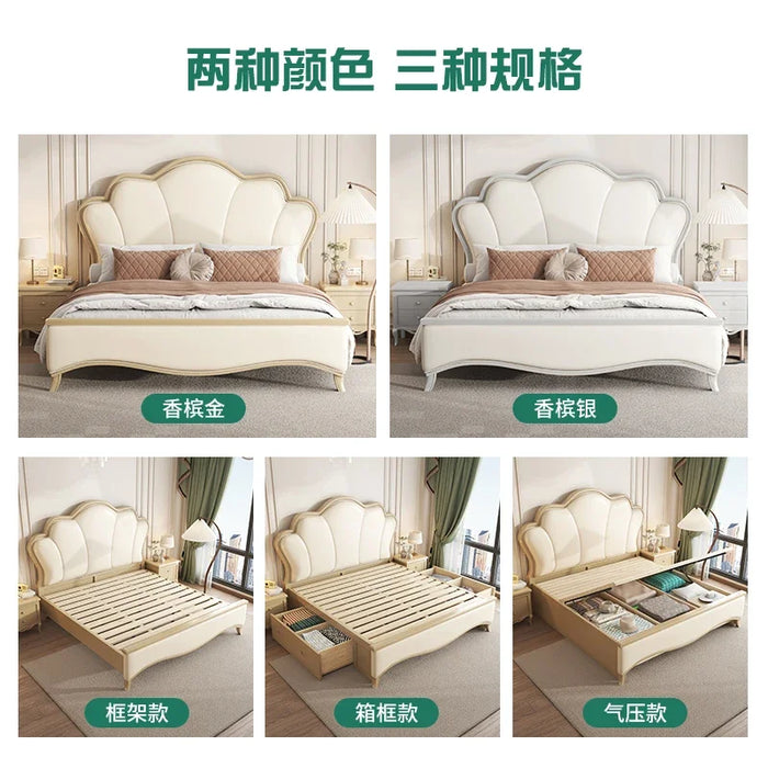 American Light Luxury Modern Simple Twin Master Bedroom French Cream Style Princess Bed Petal Bed