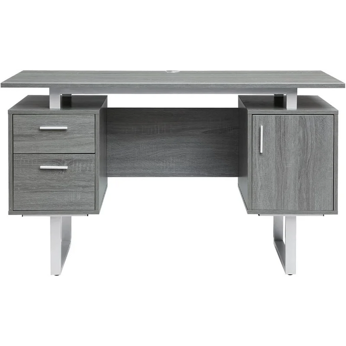 Modern Office Desk with Storage, Gray