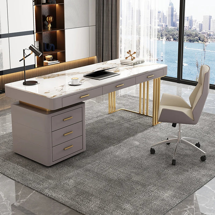 Light Luxury Rock Board Desk Modern Computer Desktop Desk Simple Boss Office Minimalist Furniture Work Desk Bedroom Writing