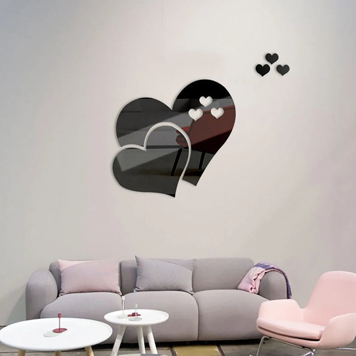 Heart Shape Wall Sticker 3D Creative stickers mirror face Decal decoration acrylic mirror sticker For home living background