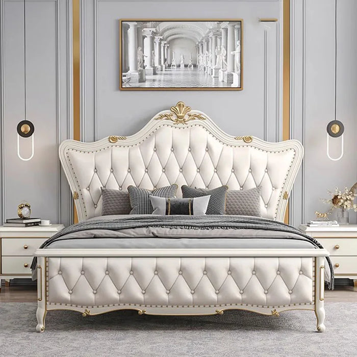Nordic Royal Kids Double Bed Wood High End Luxury Headboard Double Bed Girl Wood Letti Matrimoniali Furniture For Bedroom