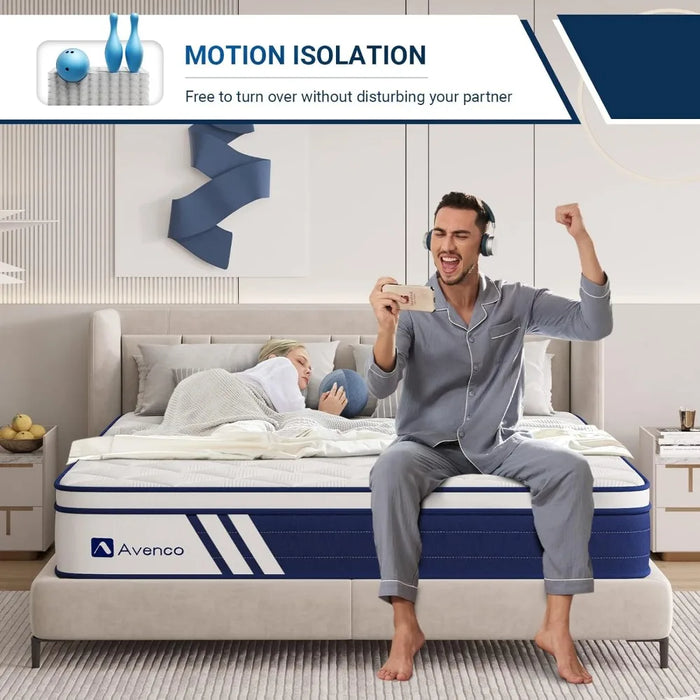 Queen Size Mattress, 10 Inch Queen Hybrid Mattress in A Box ,Gel Memory Foam, Medium Firm Queen Mattress Colchon