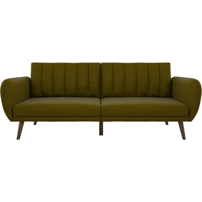 Brittany Sofa Futon - Premium Upholstery and Wooden Legs - Green
