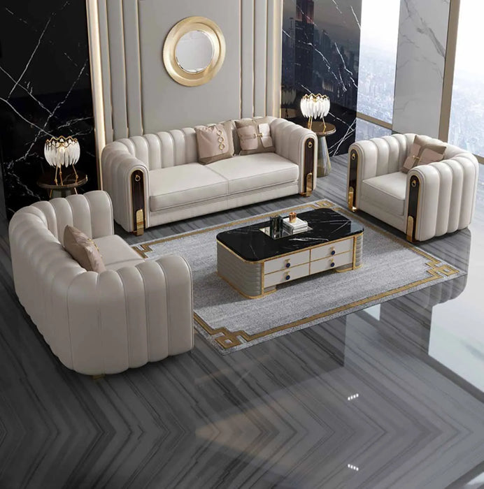 Light luxury leather sofa, modern, simple, high-end, stylish combination, small living room leather sofa