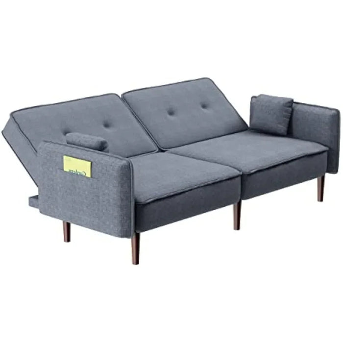 75" Modern Convertible Sofa Bed with 2 Pillows, 3 Angle Adjustable Backrests for Living Room and Bedroom (Grey)