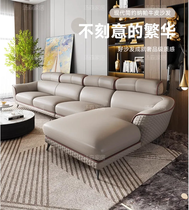 Light luxury leather sofa living room very simple modern size apartment furniture high-end first layer cowhide sofa