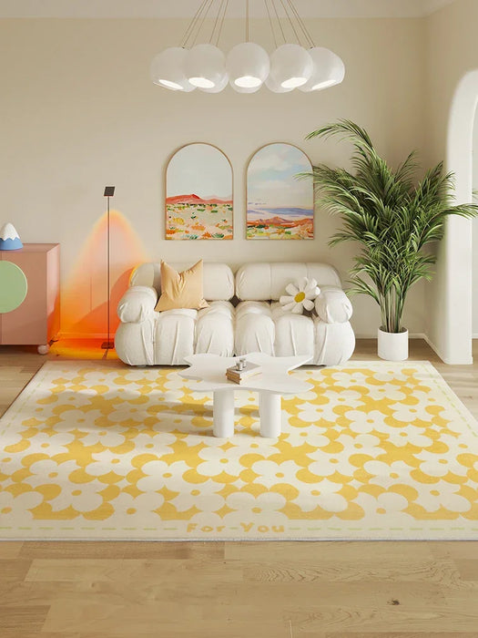 Fun Cute Flower Carpet Minimalist Children's Room Decoration Rug Comfortable Soft Bedroom Rugs Living Room Sofa Side Carpets 양탄자