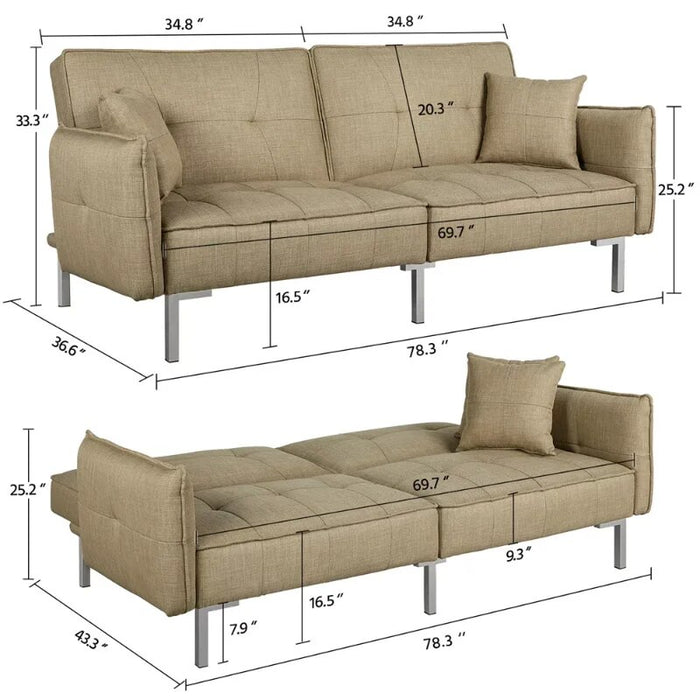 Alden Design Fabric Covered Futon Sofa Bed with Adjustable Backrest, Black living room sets sofa