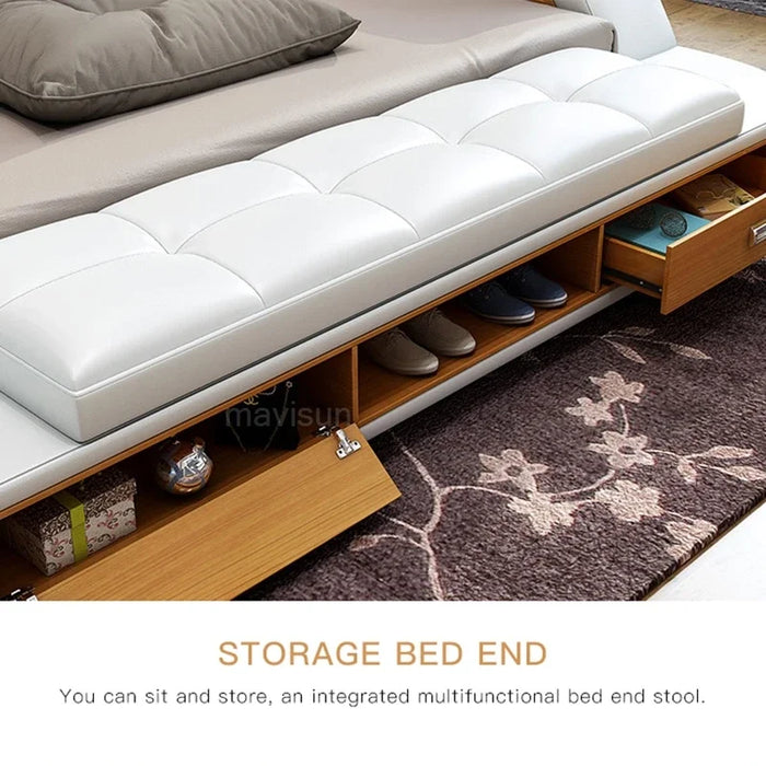 Multifunctional Master Bedroom Leather Queen Double Size Bed Modern Ultimate Smart Bed With Storage Luxury Bedroom Furniture