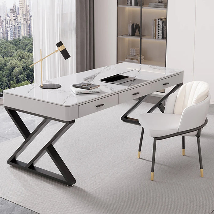 Luxury Modern Ideas Office Desk Wooden Double Designer Metal Frame Leg Executive Desk Tables Arts Mesa Escritorio Room Furniture
